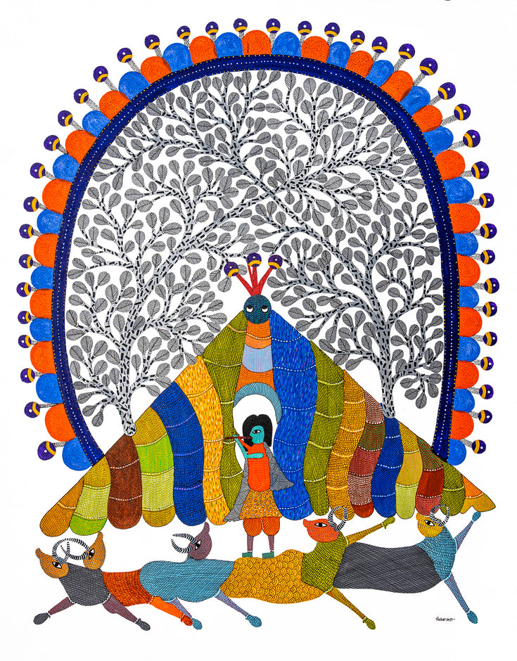 Exquisite Kanhaiya Painting | Gond Art | Bastar Art | Home Décor | Printed Tribal Painting | Wall décor BG011