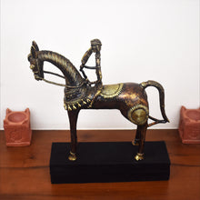 Load image into Gallery viewer, Bastar Art | Dhokra Horse with Rider | Tribal Handicraft | BA016