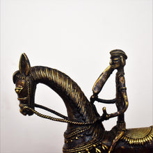 Load image into Gallery viewer, Bastar Art | Dhokra Horse with Rider | Tribal Handicraft | BA016