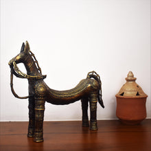 Load image into Gallery viewer, Bastar Art | Bell Metal Detailed Horse | Tribal Handicraft | BA023