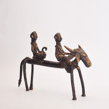 Load image into Gallery viewer, Bastar Art | Bell Metal Bull with Two Rider | Tribal Handicraft | BA029
