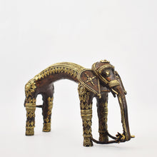Load image into Gallery viewer, Bastar Art | Bell Metal Curved Elephant | Tribal Handicraft | BA034