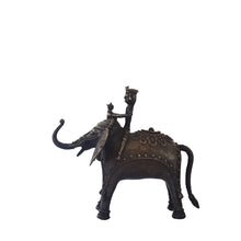 Load image into Gallery viewer, Elephant With Rider | Dhokra Art | Tribal Handicraft | Home decor | Bastar Art | BA048