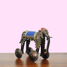 Load image into Gallery viewer, Elephant on wheels Dhokra Art | Tribal Handicraft | Home decor | Bastar Art | BA052