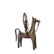 Load image into Gallery viewer, Horse with rider Dhokra Art | Tribal Handicraft | Home decor | Bastar Art |BA056