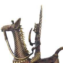 Load image into Gallery viewer, Horse with rider Dhokra Art | Tribal Handicraft | Home decor | Bastar Art |BA056