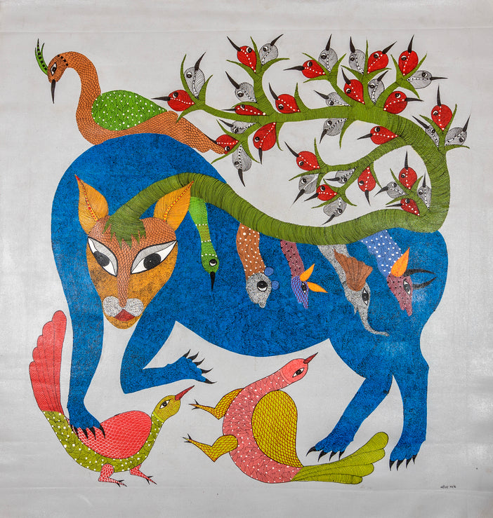 Beautiful Wildlife Painting | Gond Art | Bastar Art | Home Décor | Printed Tribal Painting | Wall décor BG034