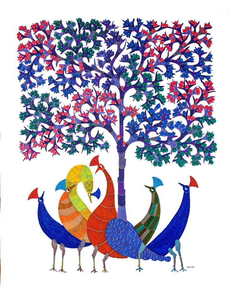 Beautiful Peacock Painting | Gond Art | Bastar Art | Home Décor | Printed Tribal Painting | Wall décor BG036