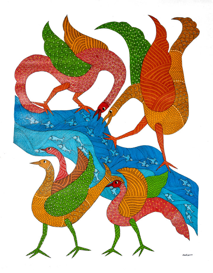 Beautiful Kite bird Painting | Gond Art | Bastar Art | Home Décor | Printed Tribal Painting | Wall décor BG038