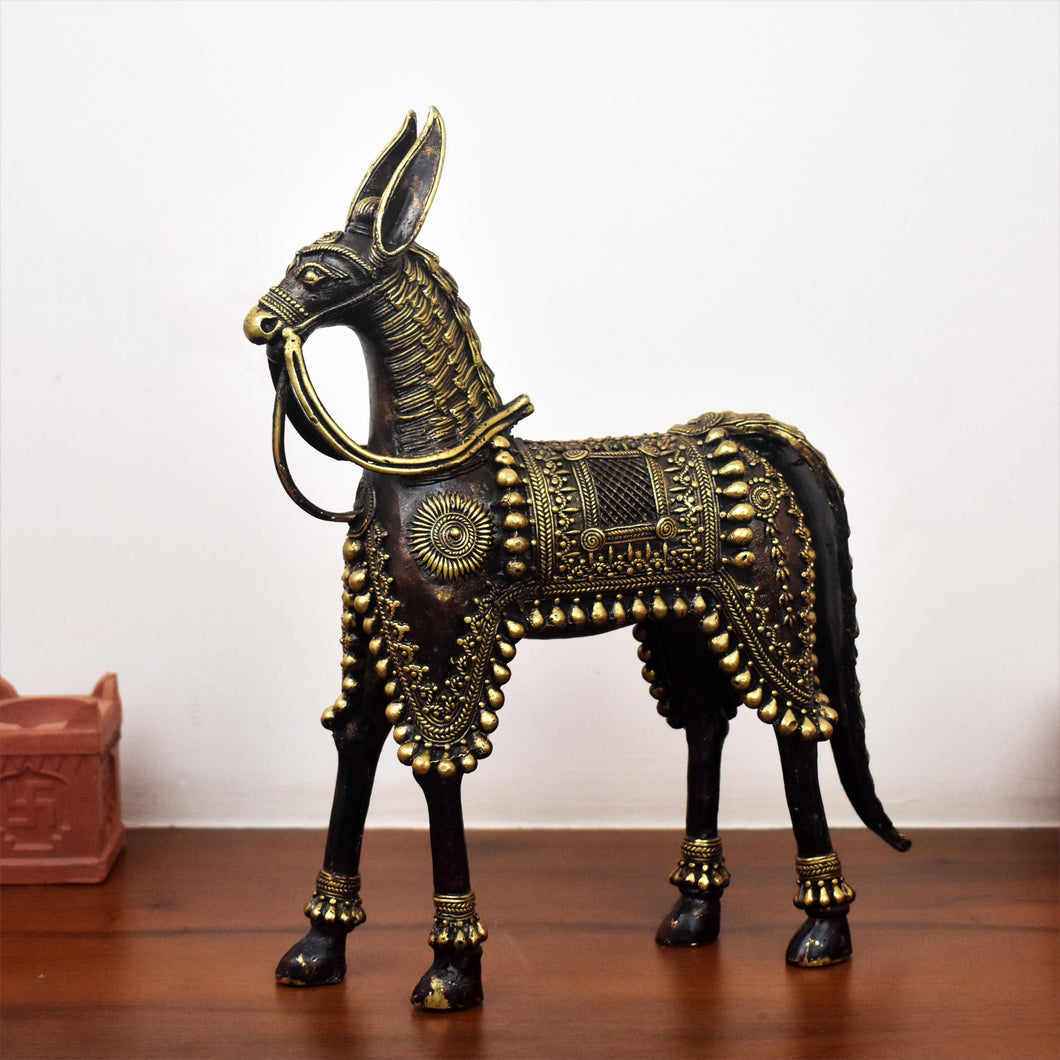 Bastar Art | Detailed Dhokra art Horse | Tribal Handicraft | BA008