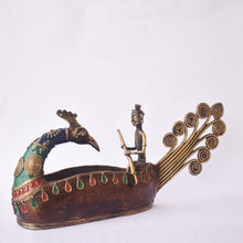 Load image into Gallery viewer, Bastar Art | Dhokra Peacock Boat | Tribal Handicraft | BA009

