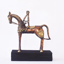 Load image into Gallery viewer, Bastar Art | Dhokra Horse with Rider | Tribal Handicraft | BA016
