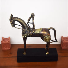 Load image into Gallery viewer, Bastar Art | Dhokra Horse with Rider | Tribal Handicraft | BA016
