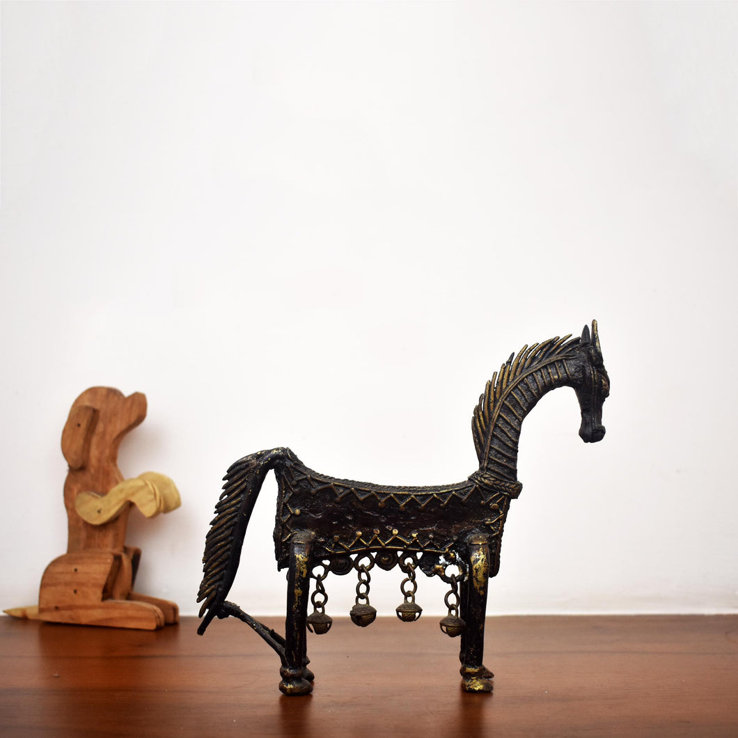 Bastar Art | Bell Metal Decorated Horse | Tribal Handicraft | BA021