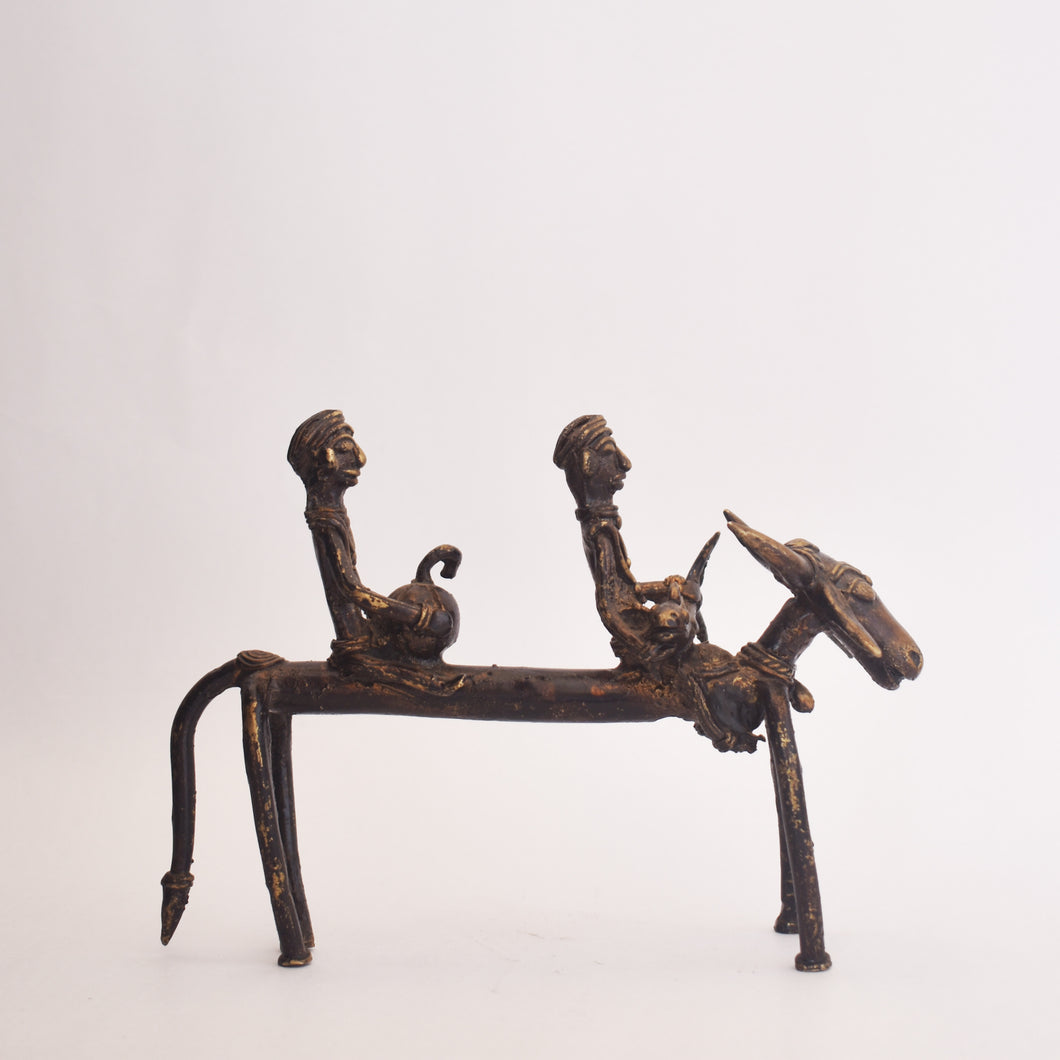 Bastar Art | Bell Metal Bull with Two Rider | Tribal Handicraft | BA029
