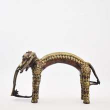 Load image into Gallery viewer, Bastar Art | Bell Metal Curved Elephant | Tribal Handicraft | BA034
