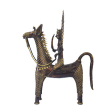 Load image into Gallery viewer, Horse with rider Dhokra Art | Tribal Handicraft | Home decor | Bastar Art |BA056
