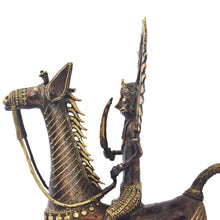 Load image into Gallery viewer, Horse with rider Dhokra Art | Tribal Handicraft | Home decor | Bastar Art |BA056
